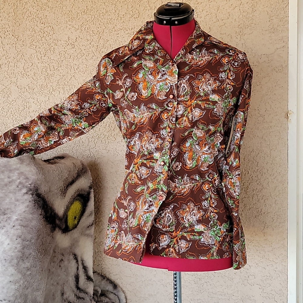 Vintage Kmart polyester Groovy  Blouse Shirt 34